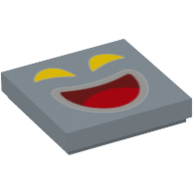 sand blue tile 2 x 2 with yellow eyes dark red and light bluish gray mouth with red tongue pattern super mario amp face