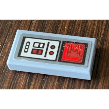 sand blue tile 1 x 2 with sw control panel red graph screen and buttons pattern sticker - set 75154