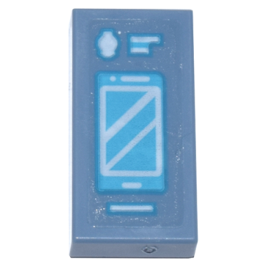 sand blue tile 1 x 2 with medium azure and white cell phone smartphone package box pattern sticker - set 71799