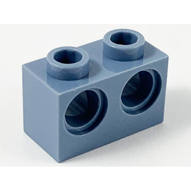 sand blue technic brick 1 x 2 with holes