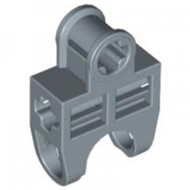 sand blue technic axle connector 2 x 3 with ball joint socket - open sides angled forks with closed axle holes