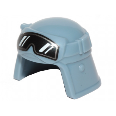 sand blue minifigure headgear helmet sw imperial pilot raised forehead with black goggles with silver border pattern