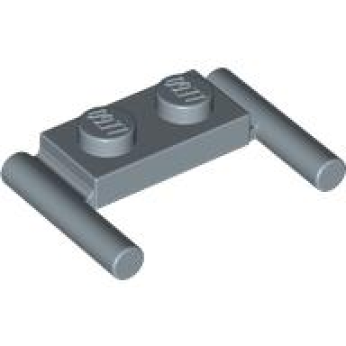 sand blue plate modified 1 x 2 with bar handles - flat ends low attachment