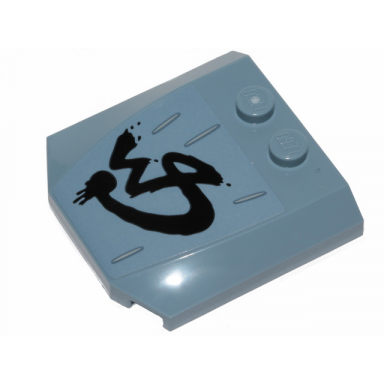 sand blue wedge 4 x 4 x 2 3 triple curved with black crudely painted ws graffiti pattern sticker - set 70829