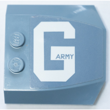 sand blue wedge 4 x 4 x 2 3 triple curved with army in white letter g pattern model right side sticker - set 70656