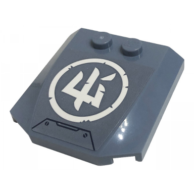 sand blue wedge 4 x 4 x 2 3 triple curved with white ninjago logogram ice in circle pattern sticker - set 71738