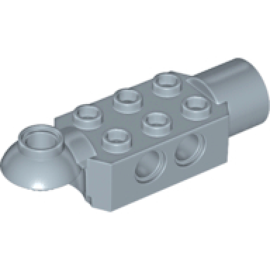sand blue technic brick modified 2 x 3 with pin holes rotation joint ball half horizontal and rotation joint socket