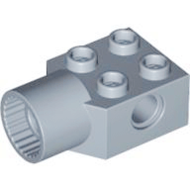 sand blue technic brick modified 2 x 2 with pin hole and rotation joint socket