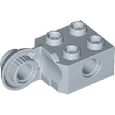 sand blue technic brick modified 2 x 2 with pin hole and rotation joint ball half vertical