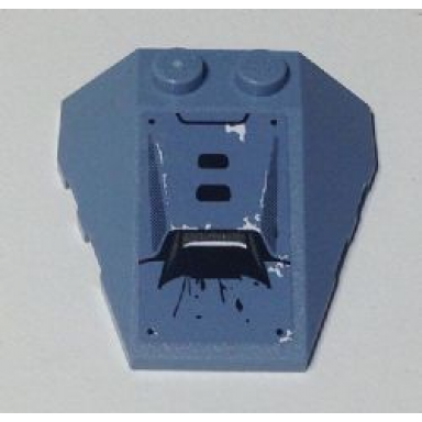 sand blue wedge 4 x 4 triple with stud notches with vent and splatters pattern model right side sticker - set 70131