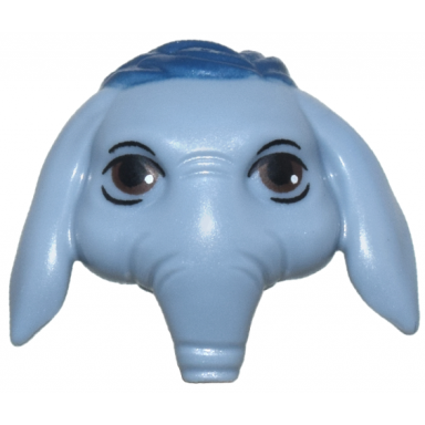 sand blue minifigure head modified sw ortolan with small floppy ears and short snout with dark blue hair and black and dark brown eyes pattern