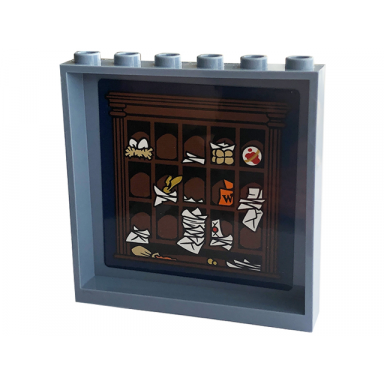 sand blue panel 1 x 6 x 5 with reddish brown mail organiser cabinet with white envelopes pattern sticker - set 76422