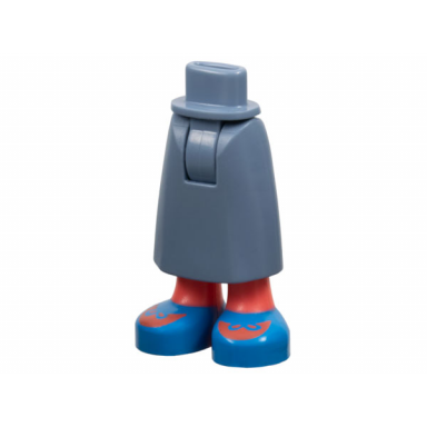 sand blue mini doll hips and skirt long with molded coral legs and printed dark azure shoes with laces pattern - thick hinge