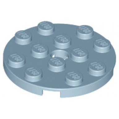 sand blue plate round 4 x 4 with hole