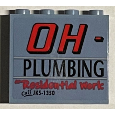 sand blue panel 1 x 4 x 3 with side supports - hollow studs with oh- plumbing residential work and call jk5-1350 pattern model back right side sticker - set 21330