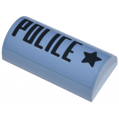 sand blue slope curved 2 x 4 double with groove with black police and star pattern sticker - set 76271