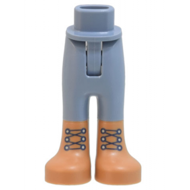 sand blue mini doll hips and trousers with back pockets with molded medium nougat lower legs boots and printed black laces pattern - thin hinge