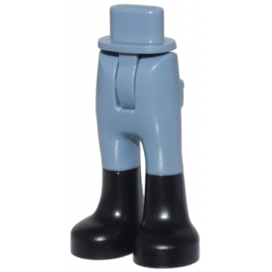 sand blue mini doll hips and trousers with back pockets with molded black lower legs boots pattern - thin hinge