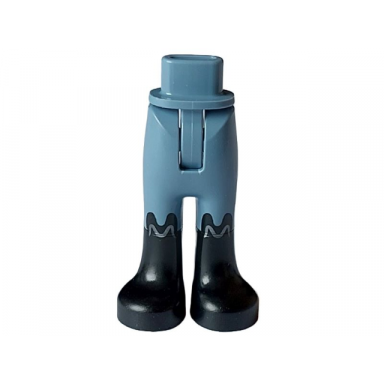 sand blue mini doll hips and trousers with back pockets with molded black lower legs boots and printed silver wavy lines pattern - thin hinge