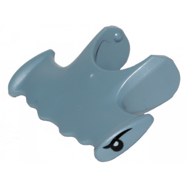 sand blue shark head hammerhead with black eyelids and eyes with white pupils pattern