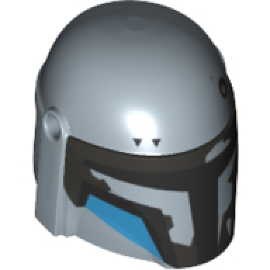 sand blue minifigure headgear helmet with holes sw mandalorian with visor dark silver highlights dark azure and black cheek indents pattern