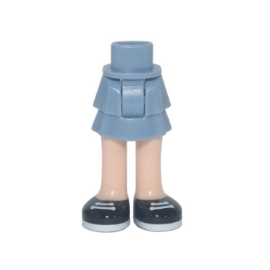 sand blue mini doll hips and skirt layered light nougat legs and black shoes with white laces pattern - thick hinge