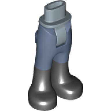 sand blue mini doll hips and trousers with back pockets with black boots pattern - thick hinge