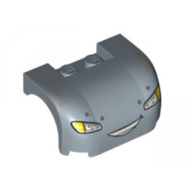 sand blue vehicle mudguard 3 x 4 x 1 2 3 curved with front with headlights yellow blinkers and smile with teeth pattern