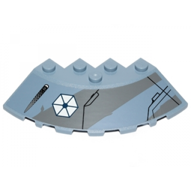 sand blue brick round corner 6 x 6 with slope 33 edge facet cutout with missile launcher and separatists insignia pattern model left side sticker - set 75041