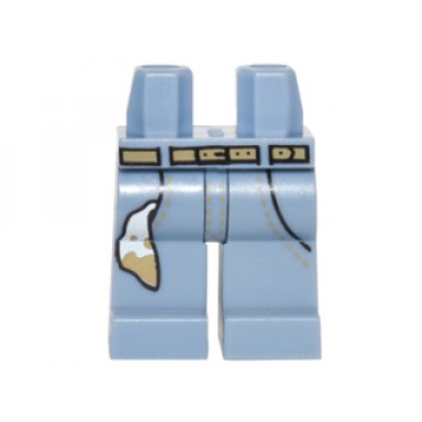 sand blue hips and legs with dark tan belt and dirty rag in pocket pattern