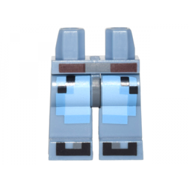 sand blue hips and legs with pixelated medium blue and bright light blue jeans reddish brown belt and black shoes pattern
