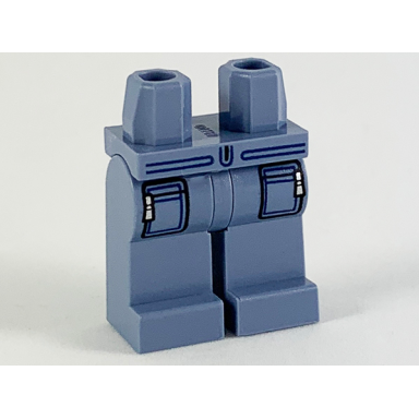 sand blue hips and legs with dark blue belt and pockets with silver zippers pattern