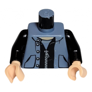 sand blue torso spider-man pocketed snap vest over black zippered jacket pattern black arms light nougat hands