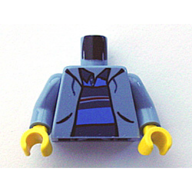 sand blue torso spider-man sweatshirt jacket over polo shirt with horizontal stripes pattern sand blue arms yellow hands