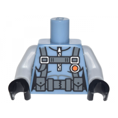sand blue torso female outline scuba suit with utility belt with 2 pouches pattern light bluish gray arms black hands