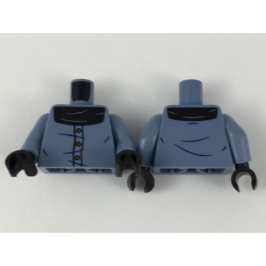 sand blue torso shirt with black top three buttons and wrinkles pattern sand blue arms black hands