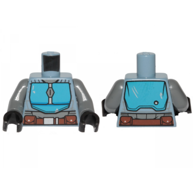 sand blue torso sw armor dark azure plates and dark brown belt pattern mandalorian dark bluish gray arms black hands