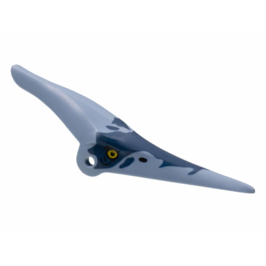 sand blue dinosaur head pteranodon with yellow eyes and dark blue marks around eyes and head pattern