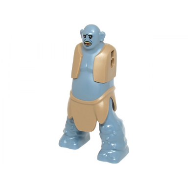 sand blue body giant hp troll with molded dark tan vest and loincloth and printed face with eyes and open mouth pattern