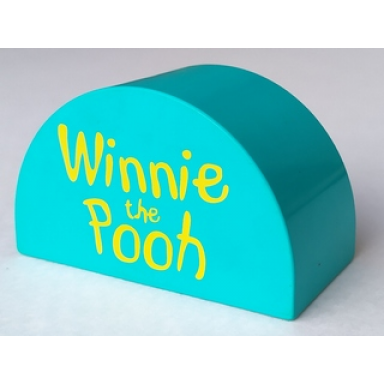duplo brick 2 x 4 x 2 slope curved double with yellow winnie the pooh pattern