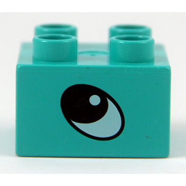 duplo brick 2 x 2 with eye rhinos pattern on two sides