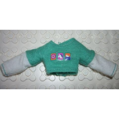 light turquoise scala clothes female blouse with white sleeves