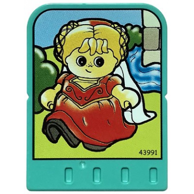 light turquoise story builder crazy castle card with girl maiden in red dress pattern