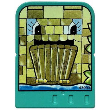 light turquoise story builder crazy castle card with castle drawbridge with eyes pattern