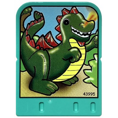 light turquoise story builder crazy castle card with dragon breathing fire pattern