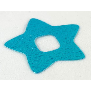light turquoise clikits icon accent foil star 3 1 4 x 3 1 4 with textured iridescent surface