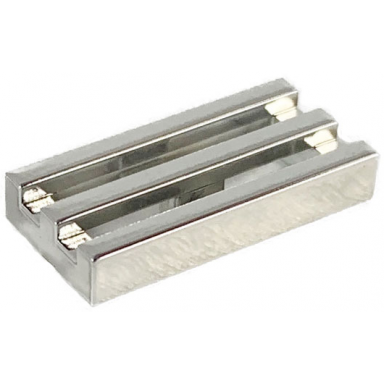 chrome silver tile modified 1 x 2 grille with bottom groove