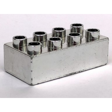 chrome silver duplo brick 2 x 4