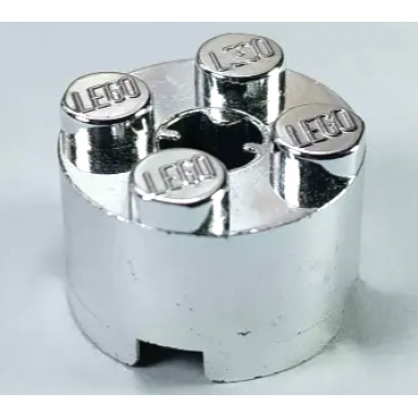 chrome silver brick round 2 x 2 with axle hole