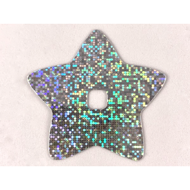 chrome silver clikits icon accent plastic star 6 3 8 x 6 3 8 with holographic grid of squares pattern
